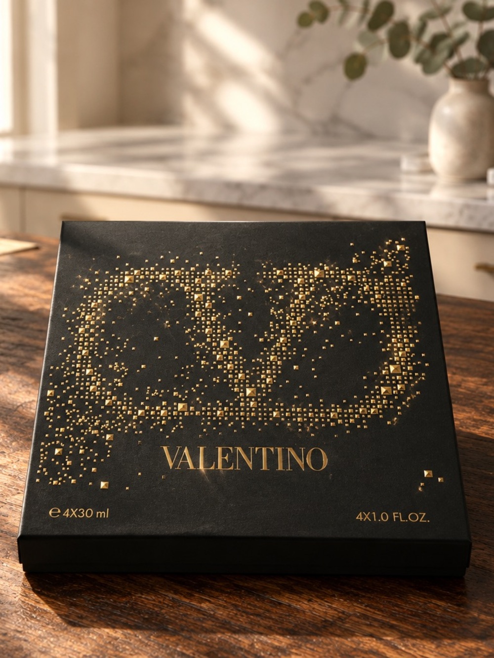 Valentino Black and Gold Decorative Box with Sparkle Logo